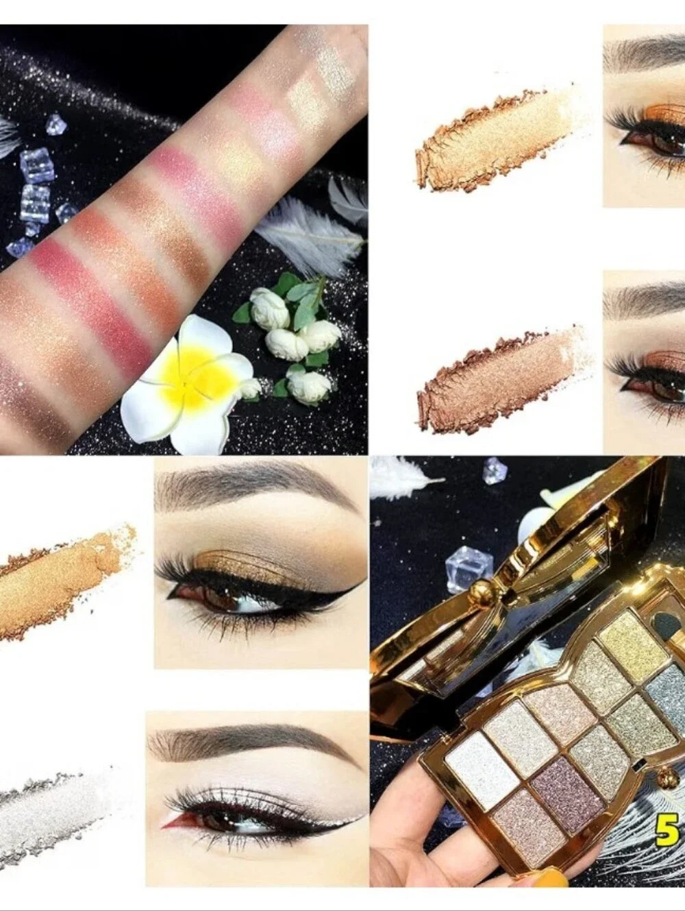 Gold 10-Color Shimmer Eyeshadow Palette